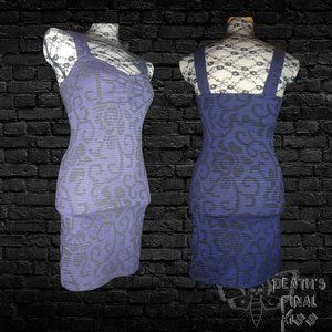 Free people purple black fleur filigree sexy bodycon mini dress XS